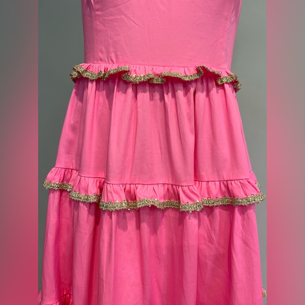 NWT Lilly Pulitzer ❤️‍🔥SAMPLE ❤️‍🔥 luxurious hot pink golden detail Dress ⭐️ - Picture 14 of 16